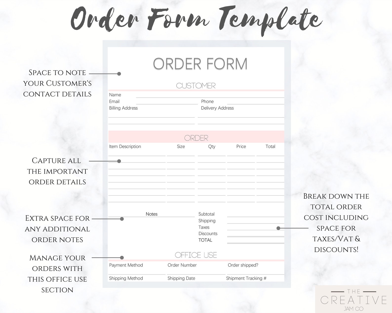 INVOICE Template & ORDER FORM Editable. Custom Receipt Printable. Sales ...