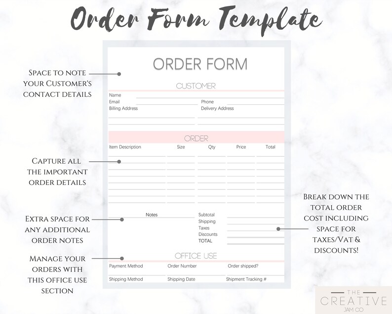 INVOICE Template & ORDER FORM Editable. Custom Receipt Printable. Sales ...