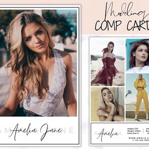 COMP CARD Template. Modeling Photocard! Zed Card  for Models. Z Card. Fashion Resume Photo Card. Modeling Compcard Editable Canva Template.