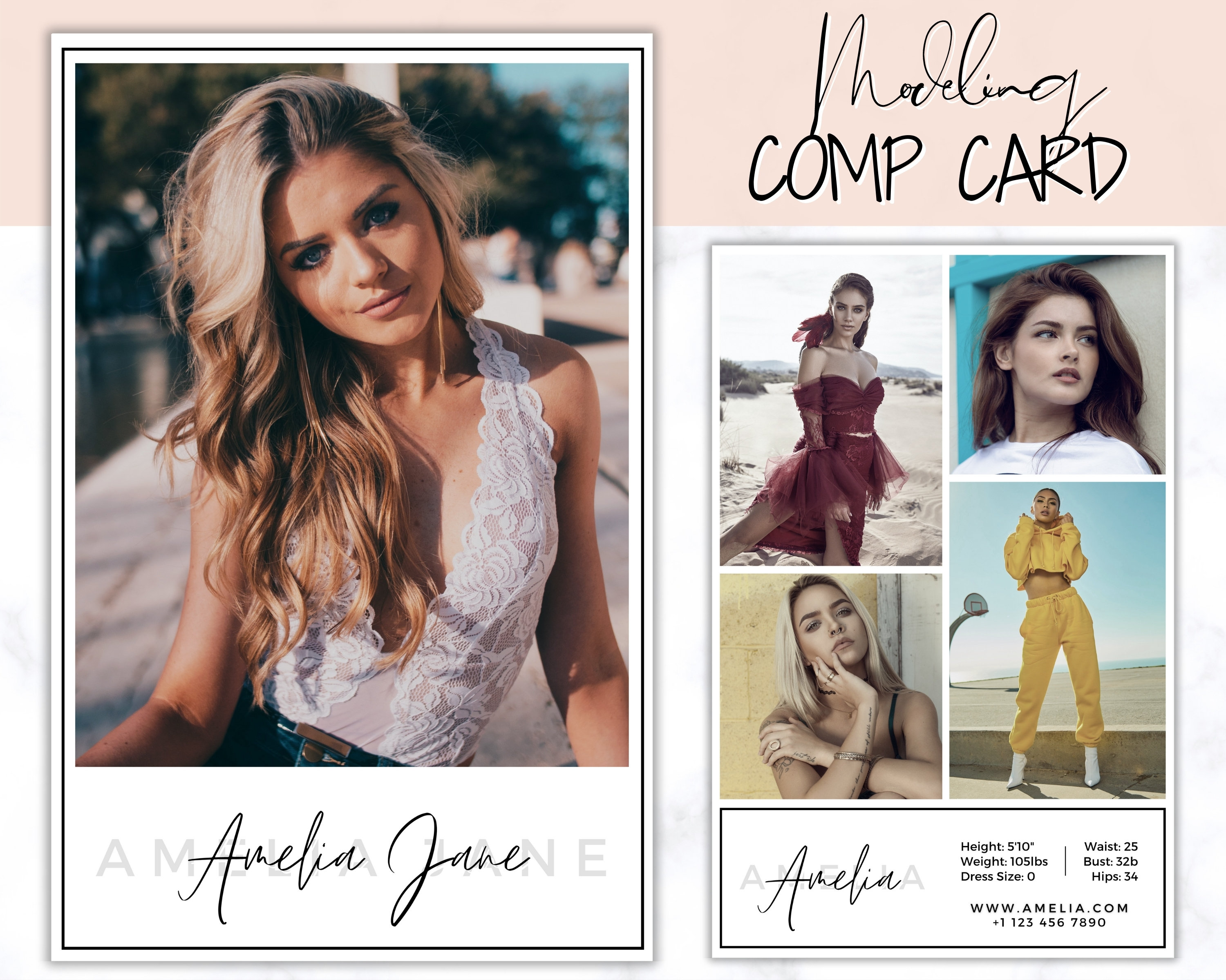 COMP CARD Template. Modeling Photocard! Zed Card for Models. Z Card.  Fashion Resume Photo Card. Modeling Compcard Editable Canva Template. Inside Free Zed Card Template