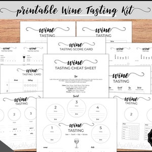 Wine Tasting Kit Complete Guide to Blind Wine Tasting. Placemats, Tasting Cards, Sign, Sheet, Menu, Game. Great for Wine nights & parties image 1