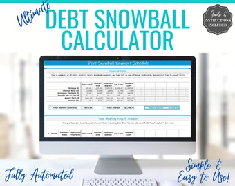 Dave Ramsey Debt Snowball Calculator, 20 debts, Excel Budget Planner spreadsheet, Financial Planner, Debt Payoff Automatic Tracker Template