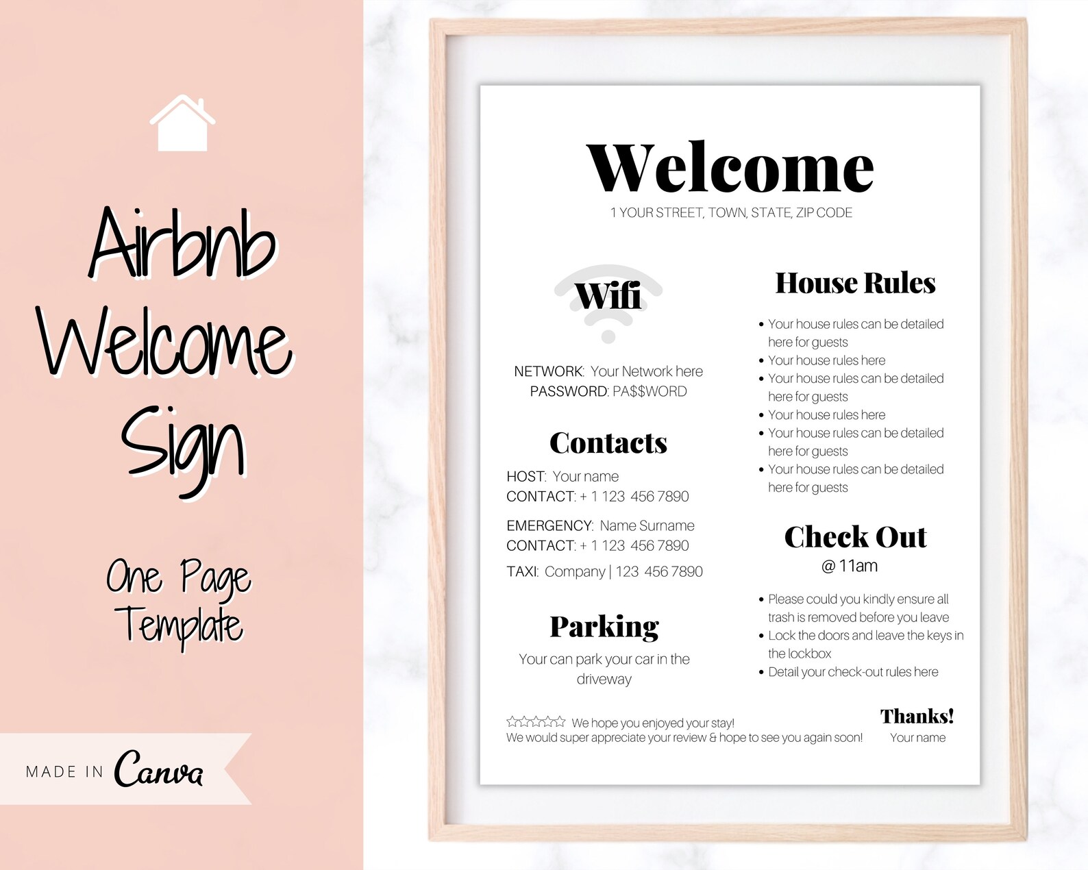 Airbnb Welcome Sign Template Wifi Password Sign Printable Etsy UK