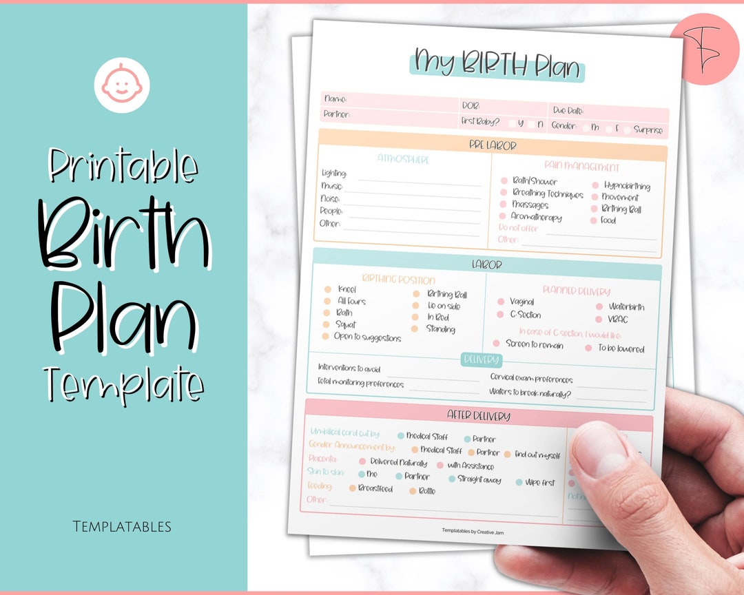 Birth Plan Template Printable Birth Preferences Birthing - Etsy UK