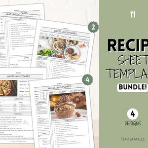 Plantilla de libro de recetas, Plantilla de hoja de recetas EDITABLE, Tarjetas de recetas, Carpeta de recetas mínima, Granja imprimible de 8.5x11, Diario del planificador de alimentos
