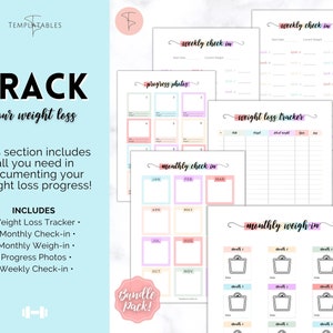 Weight Loss Journal, Weightloss Tracker, Fitness Planner Printable, Weight Loss Chart, Pounds Lost, Body Measurements, Meal Planner image 5