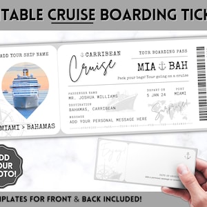 EDITABLE Cruise Ticket Template, CRUISE Boarding Pass, Cruise Ticket Vacation, Surprise Trip, Travel Ticket Gift, Canva template