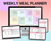 Weekly Meal Planner Spreadsheet, Recipe Template, AUTOMATED Grocery List, Family Meal Prep, Digital Meal Plan, Shopping List, Google Sheets
