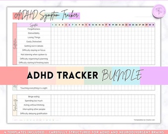 Printable ADHD Trackers for adults! Monthly Symptom tracker, Behavior tracker, Hygiene & Habit, cleaning daily planner, to do list printable