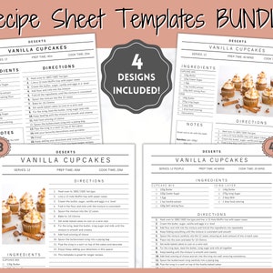 Recipe Book template, EDITABLE Recipe Sheet Template, Recipe Cards, Minimal Recipe Binder, 8.5x11 Printable Farmhouse, Food Planner Journal