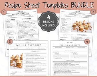 Recipe Book template, EDITABLE Recipe Sheet Template, Recipe Cards, Minimal Recipe Binder, 8.5x11 Printable Farmhouse, Food Planner Journal