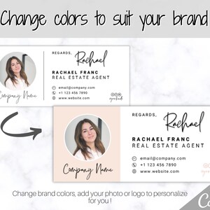 Sjabloon voor e-mailhandtekeningen BUNDEL! Voeg logo en foto toe! Bewerkbaar Canva-signatuurontwerp. Minimalistisch, makelaar, onroerend goed, professioneel, Gmail afbeelding 4