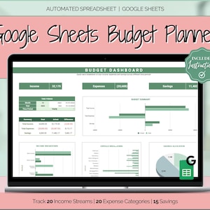 Google Sheets Budget Planner, Budget Spreadsheet, Easy Monthly Budget Template, Automated Paycheck Financial Planner, Expenses Savings Excel
