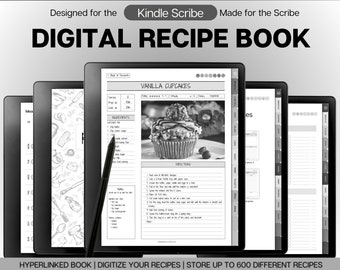Digital Recipe Book for Kindle Scribe, Recipe Template, Digital Meal Planner, Cookbook Template, Recipe Binder Kit, Blank Recipe Card