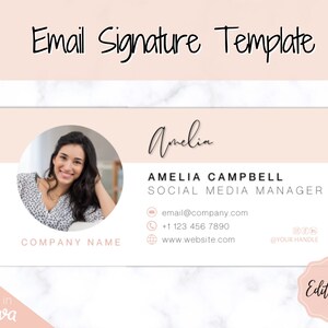 E-mailhandtekeningsjabloon met logo en foto! Bewerkbaar canvas-handtekeningontwerp. Minimalistisch, makelaarsmarketing, onroerend goed, professioneel, Gmail