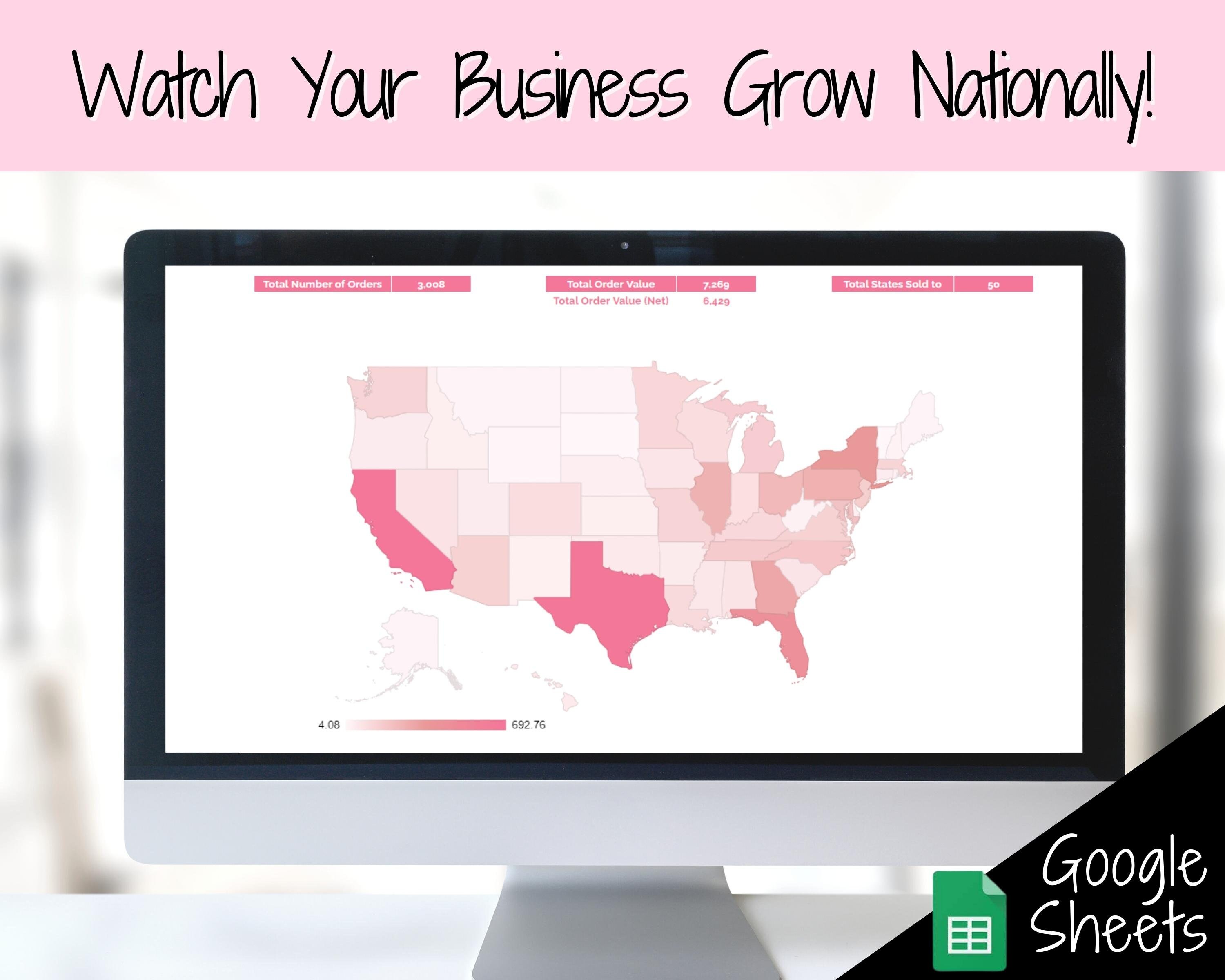 US Sales Map Etsy Seller Order Tracker Small Business Sales - Etsy