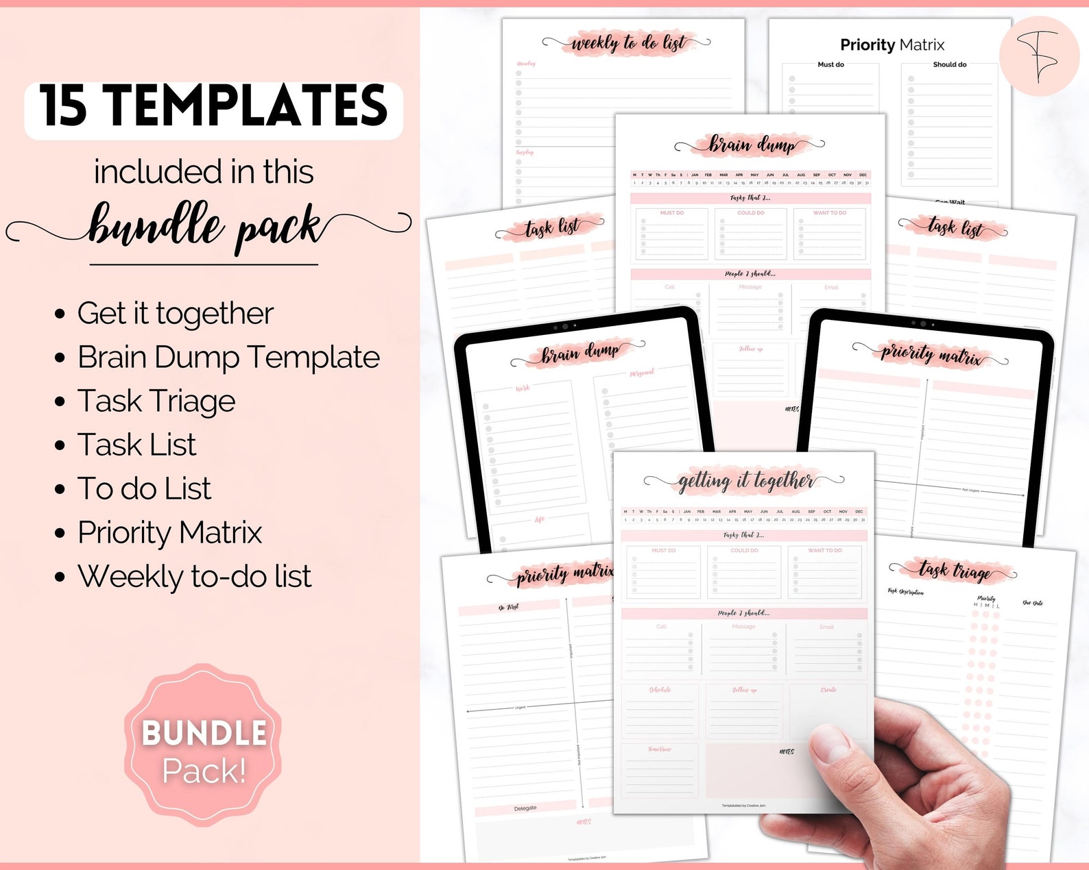 EDITABLE Brain Dump Template BUNDLE, to Do List Printable, ADHD Daily ...