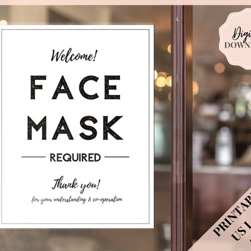 Face Mask Sign PRINTABLE Wear a Mask Sign Mask Required - Etsy