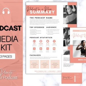 ¡Plantilla del KIT DE MEDIOS de podcast! Kit de prensa de Canva editable, propuesta comercial, hoja de tarifas, podcasters, planificador, influencer, blogger, lista de precios