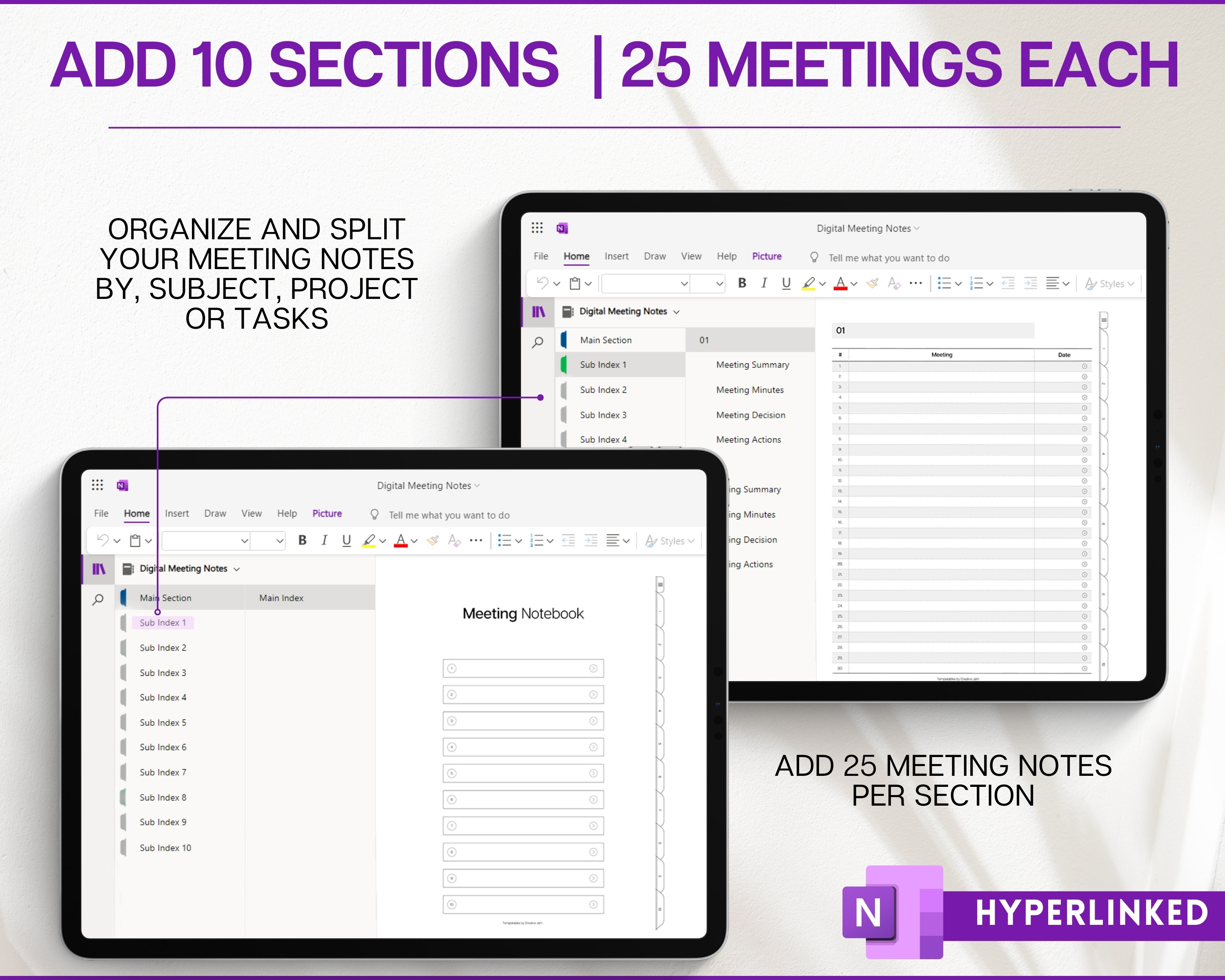 Onenote Planner, Meeting Notes Template, Editable Meeting Minutes ...