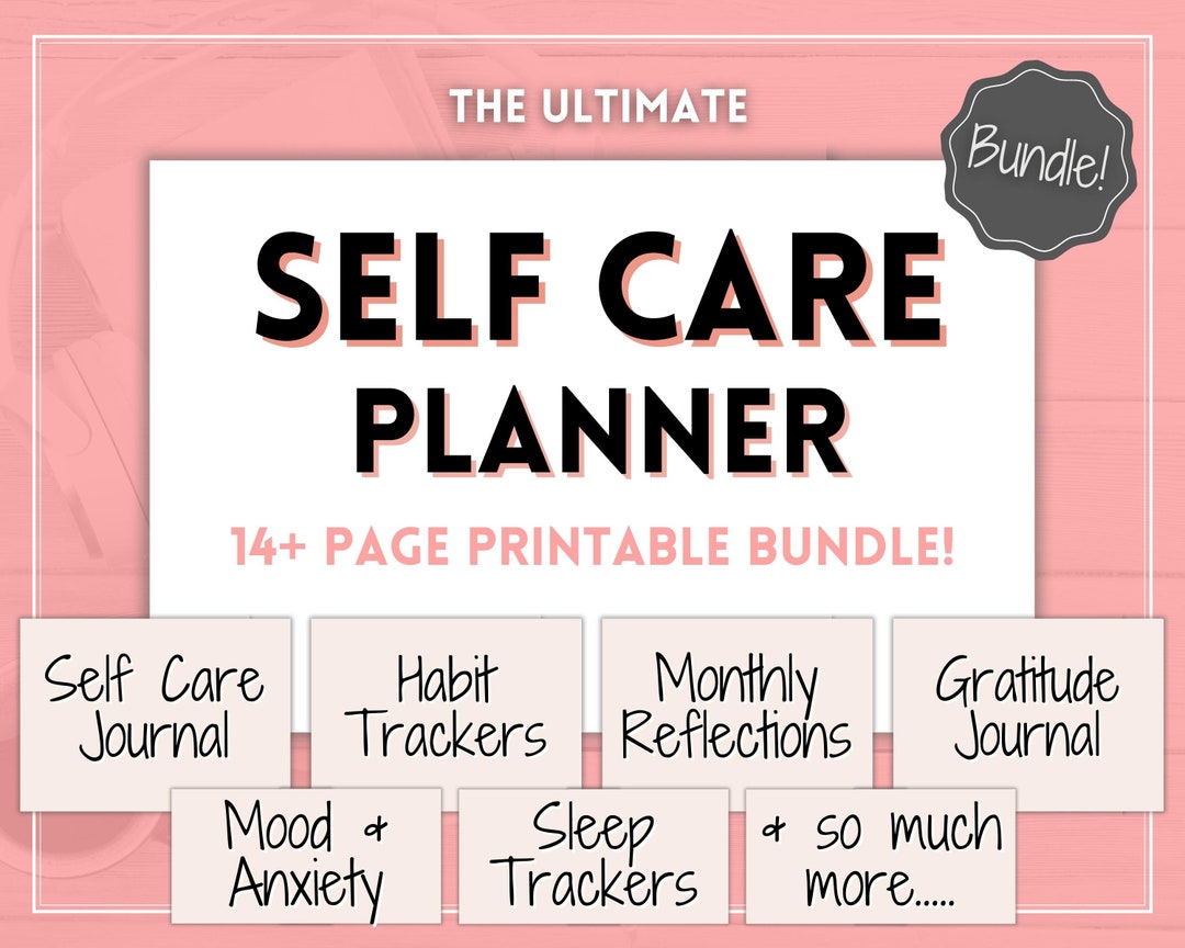 Self Care Planner & Wellness Journal BUNDLE Printable Selfcare Tracker ...