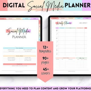 SOCIAL MEDIA Planner, Digital Planner, Instagram, YouTube, Marketing Content Calendar Plan, iPad, GoodNotes, Small Business, Undated, TikTok