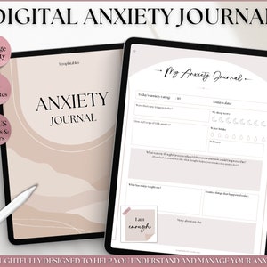 Anxiety Journal, Digital Planner, Anxiety Worksheets, GoodNotes Anxiety Workbook, Guided Prompts, CBT Therapy, Mental Health Wellness