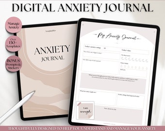 Anxiety Journal, Digital Planner, Anxiety Worksheets, GoodNotes Anxiety Workbook, Guided Prompts, CBT Therapy, Mental Health Wellness