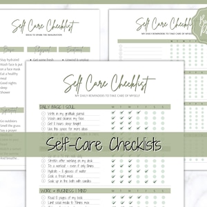 Self Care Checklist, Self-Care Planner, Selfcare Journal Tracker, Wellness Planner Printable, Daily Wellbeing, Mindfulness Mental Health Kit