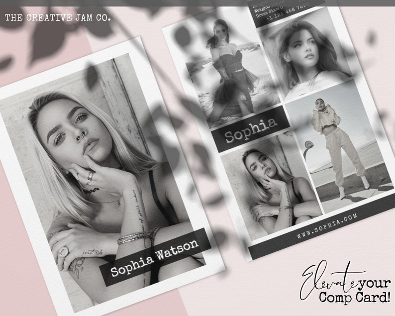 COMP CARD Template. Modeling Photocard Zed Card for Models. Z - Etsy