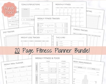 Fitness Planner, Weight Loss Tracker, BUNDLE, Workout Planner Fitness Journal, Wellness, Health Goal, Meal Planner, Self Care, Habit Tracker