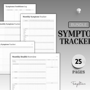 Symptom Tracker Bundle, Chronic Illness, Pain Journal, Endometriosis, Fibromyalgia, Medical Tracker, Medical Planner, Health Binder