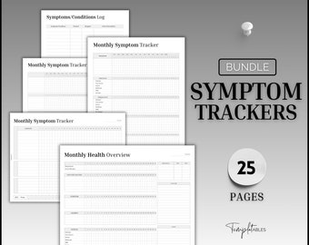 Symptom Tracker Bundle, Chronic Illness, Pain Journal, Endometriosis, Fibromyalgia, Medical Tracker, Medical Planner, Health Binder