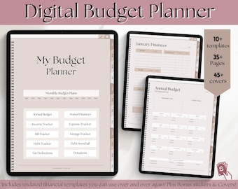 GOODNOTES Budget Planner, UNDATED Finance Planner, Paycheck, Expenses Tracker, Debt, Bills, Digital Planner Journal Notebook, iPad, Stickers