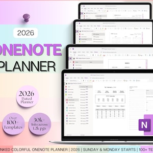 2026 OneNote Digital Planner, COLORFUL OneNote Template, Daily, Weekly, Monthly Planning Windows, adhd Notebook, One Note, Minimalist