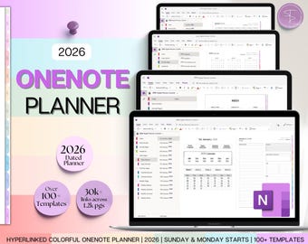 2026 OneNote Digital Planner, COLORFUL OneNote Template, Daily, Weekly, Monthly Planning Windows, adhd Notebook, One Note, Minimalist