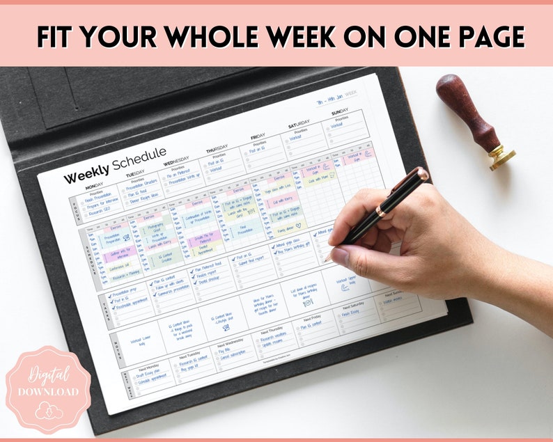 Handwritten Schedule Example Printable Weekly Schedule, to Do List, Weekly Checklist PDF, Minimalist ...