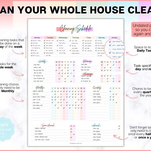 COLORFUL Cleaning Schedule, EDITABLE Cleaning Checklist, Cleaning ...