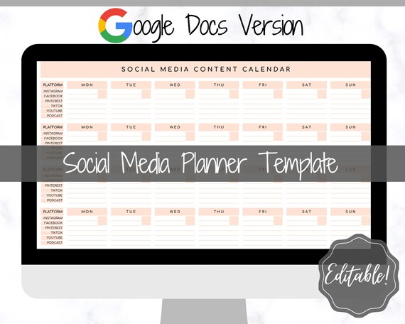 Social Media Planner Printable. Content Creation Calendar. - Etsy UK