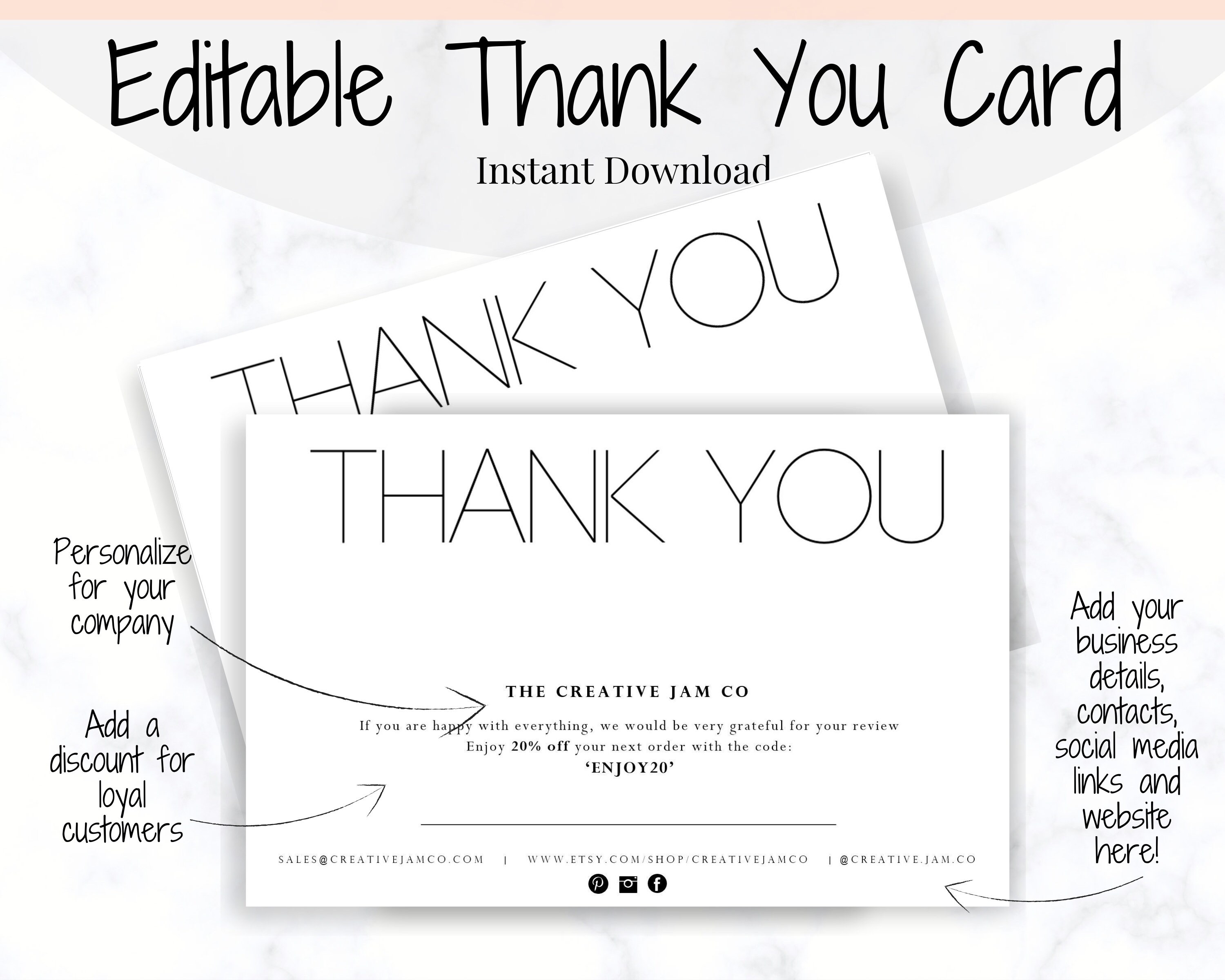 Business Thank You for Your Order Insert Card Template. - Etsy Canada