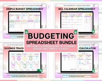 ALL IN ONE Budget Spreadsheet bundle! Monthly Budget Planner, Debt Snowball, Bill Calendar & Savings Tracker! Google Sheets, Expenses