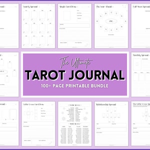 Semplice diario dei tarocchi stampabile, quaderno di esercizi per la pianificazione dei tarocchi da 100p, lettura quotidiana delle carte, spread dei tarocchi, taccuino del mazzo dei tarocchi, strega, grimorio, oracolo