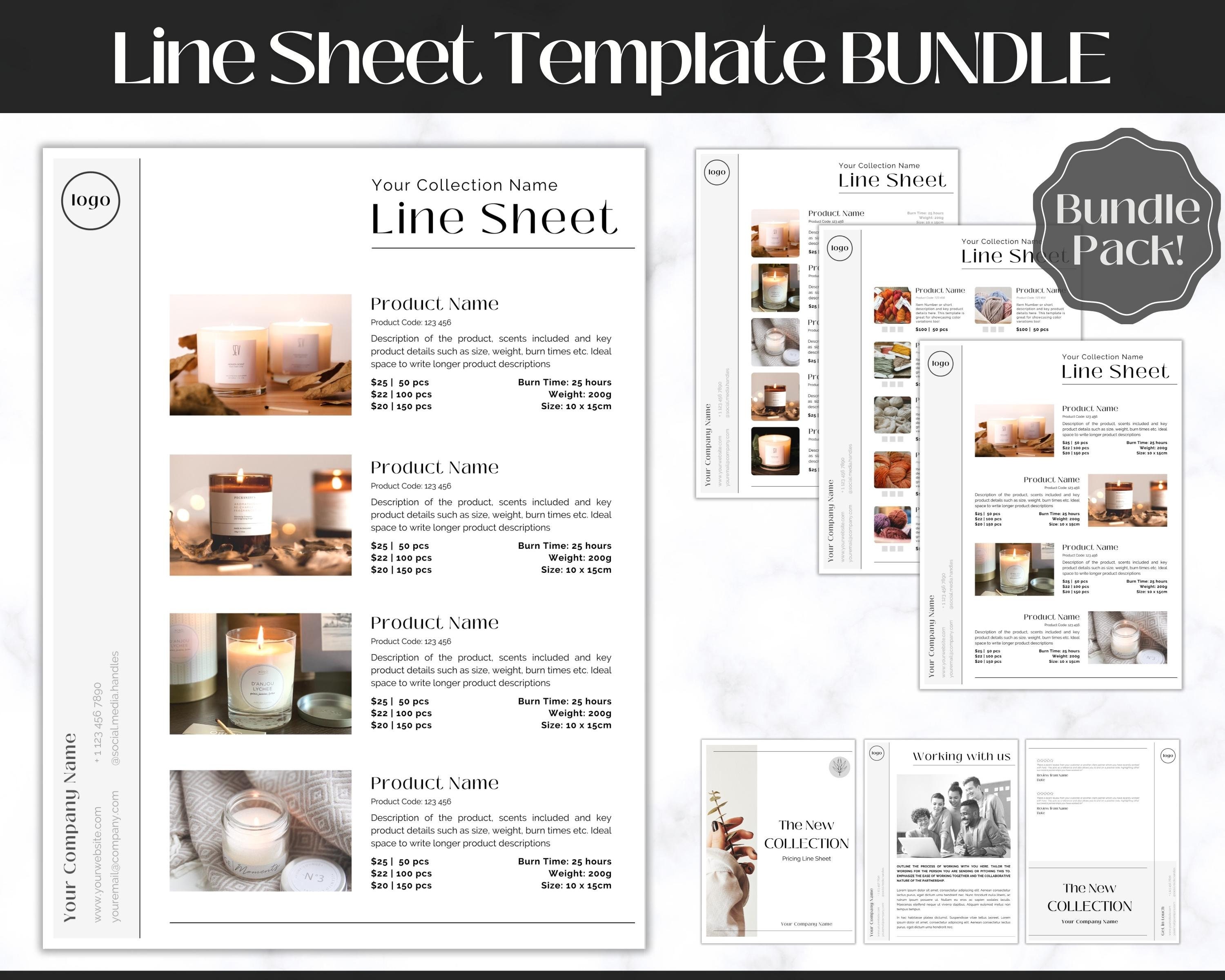 Line Sheet Template Wholesale Catalog Editable Wholesale Etsy