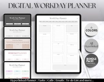 Work Planner, Digital Planner, Work Day Organizer, Daily Planner, Work from home To Do List, Business, Office Organizer, GoodNotes, iPad
