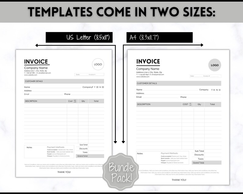 EDITABLE Invoice Template Receipt Form Small Business - Etsy UK