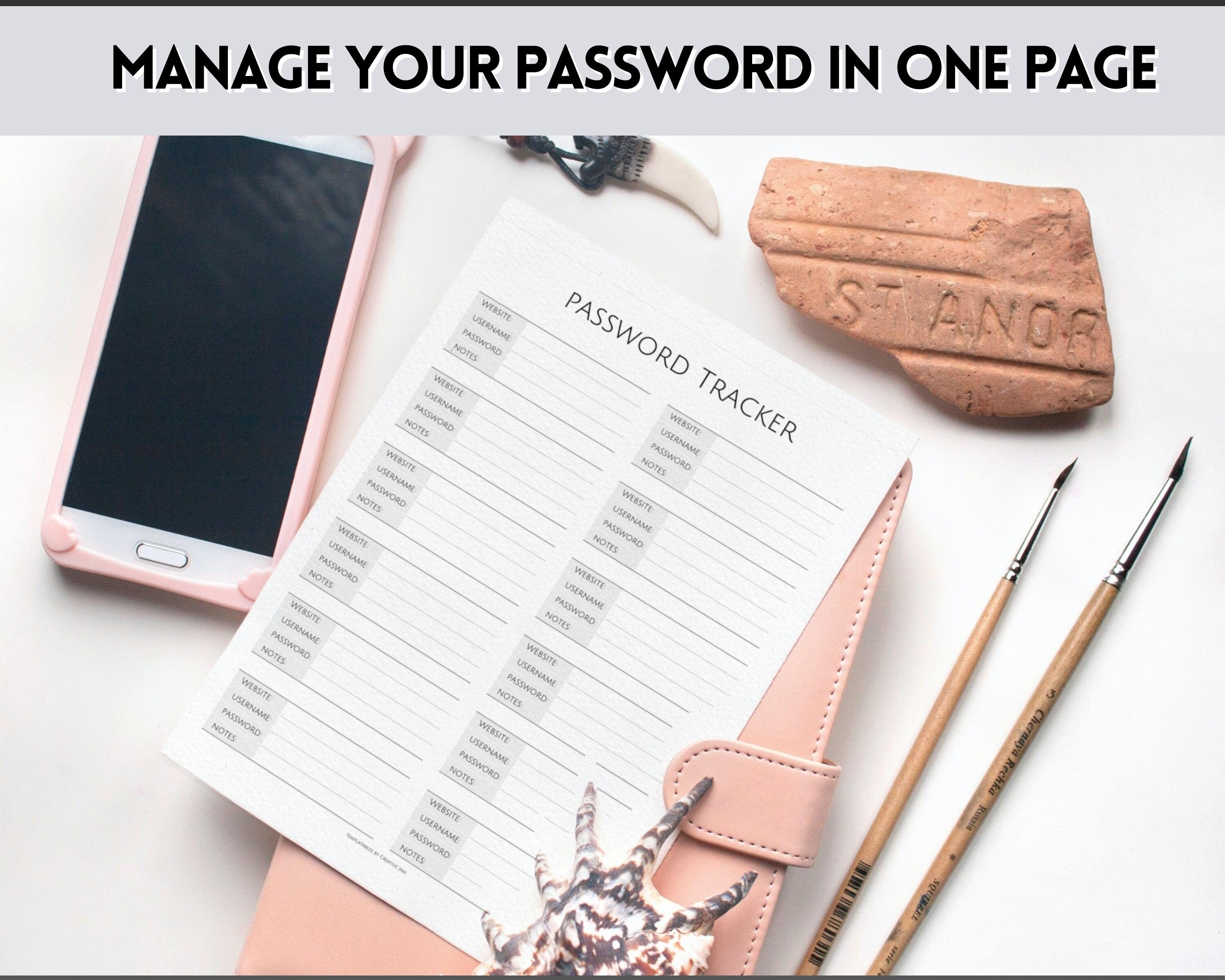 Password Tracker BUNDLE, 3 Printable Password Log & Organizers ...