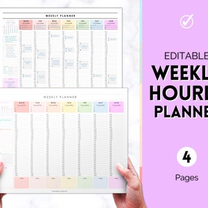 EDITABLE Pianificatore settimanale stampabile, Pianificatore orario giornaliero, Programma settimanale, Pianificatore senza data, Organizzatore settimanale 2024, Elenco attività stampabile, Adhd