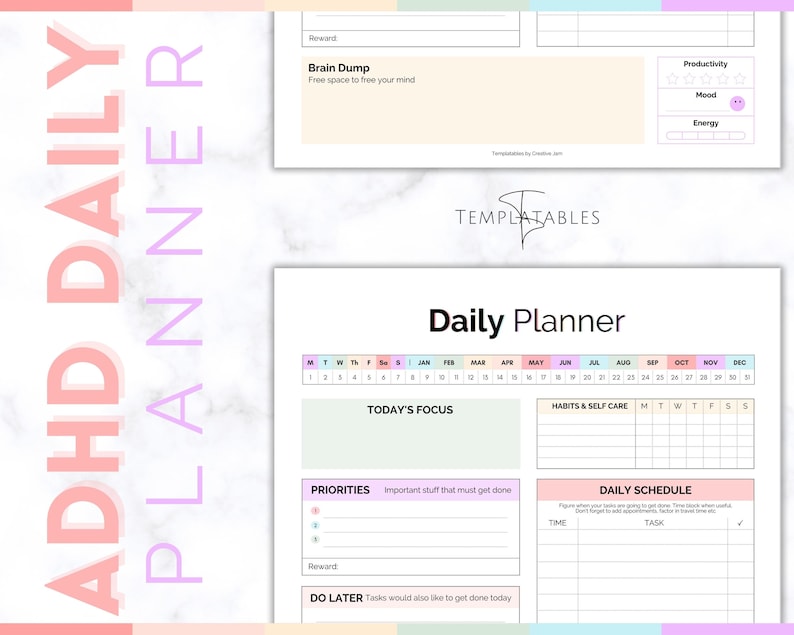 Adult ADHD Planner Printable Daily Planner to Do List Etsy UK