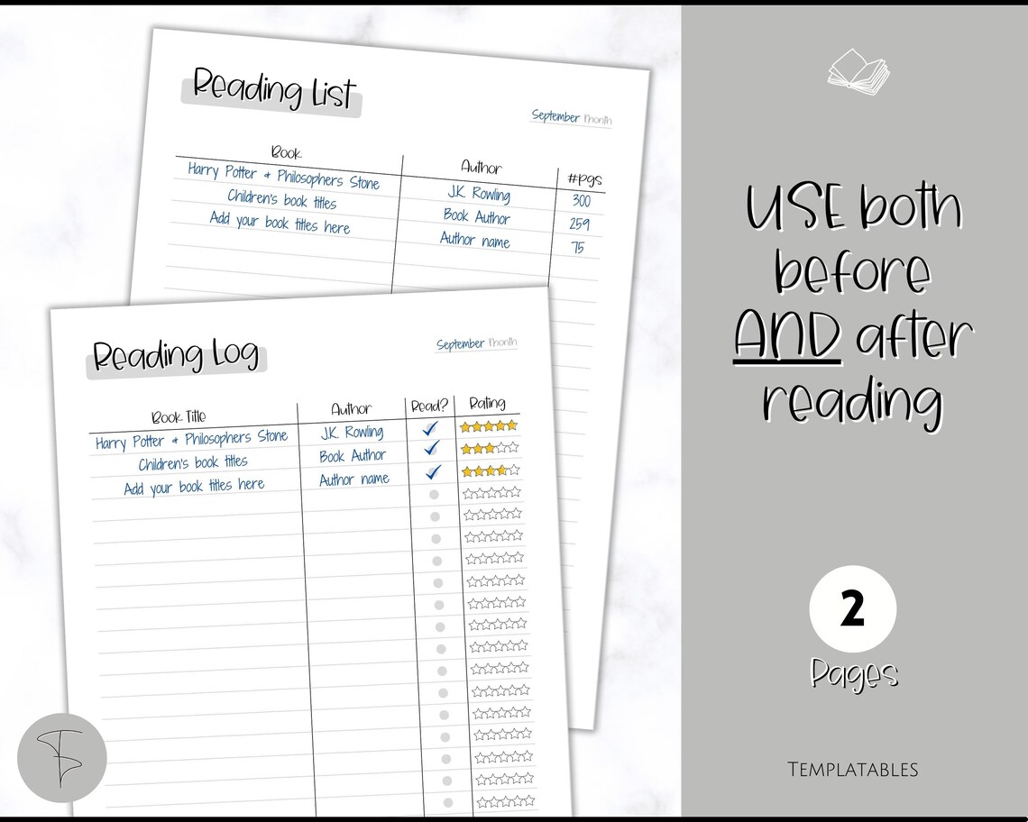 Kids Reading Log Reading List Printable Summer Reading - Etsy