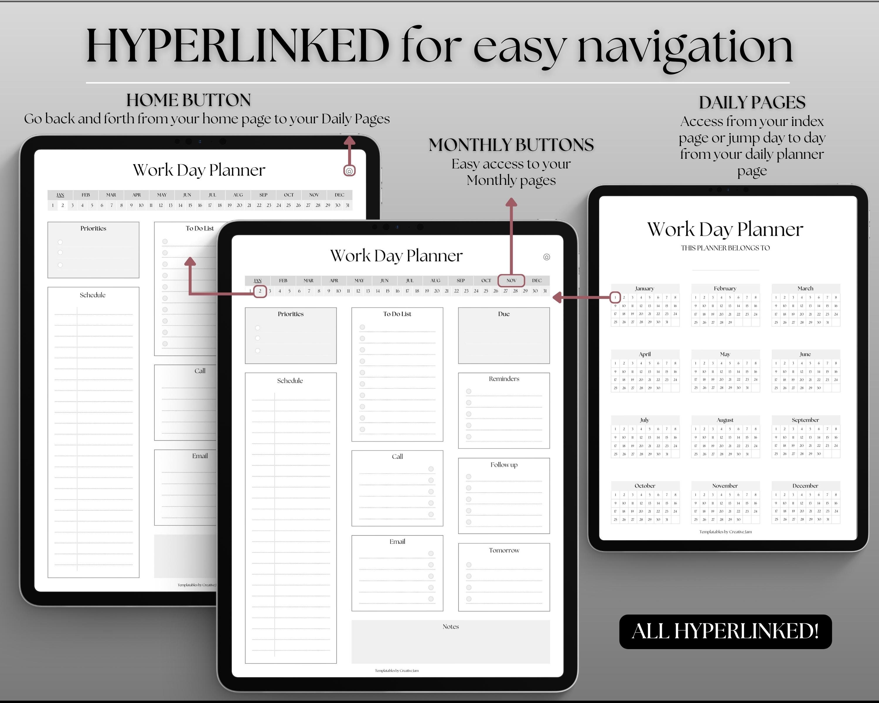 Work Activity Planner Work Planner, Digital Planner, Work Day Organizer, Daily Planner, Work ...